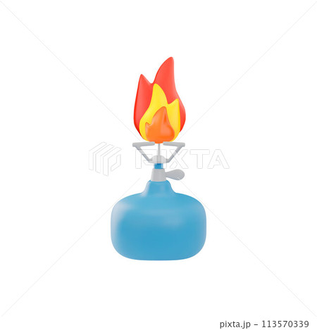 Camping gas stove with fire flame 3D vector icon, portable burner, cooking stove for travel picnic, tourist equipment Camping gas stove with fire flame 3D vector icon, portable burner, cooking stove for travel picnic, tourist equipment 113570339