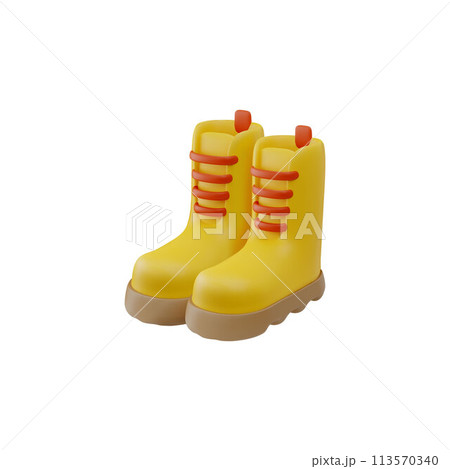 Camping shoes with laces 3D vector icon, render pair of boots for hiking, climbing or walking, tourist trekking footwear Camping shoes with laces 3D vector icon, render pair of boots for hiking, climbing or walking, tourist trekking footwear 113570340