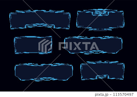Futuristic high technology frames set of realistic vector illustration isolated. 113570497