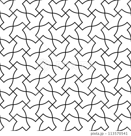 Seamless arabic geometric ornament in black color. Seamless arabic geometric ornament in black color. 113570541