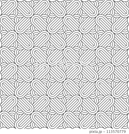 Seamless geometric ornament . Black color thin lines . 113570779