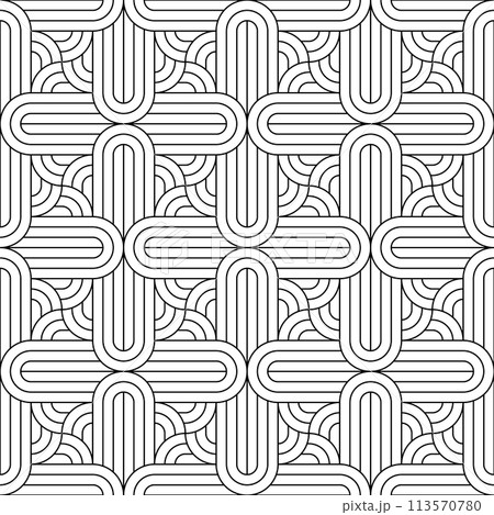 Seamless geometric ornament . Black color thin lines . 113570780