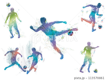サッカー　シルエットイラストセット 113570861