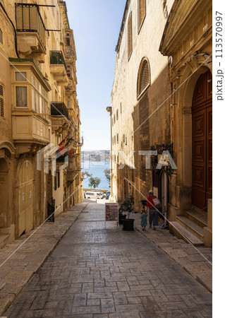 The narrow streets in the center of Valletta, Malta The narrow streets in the center of Valletta, Malta 113570997