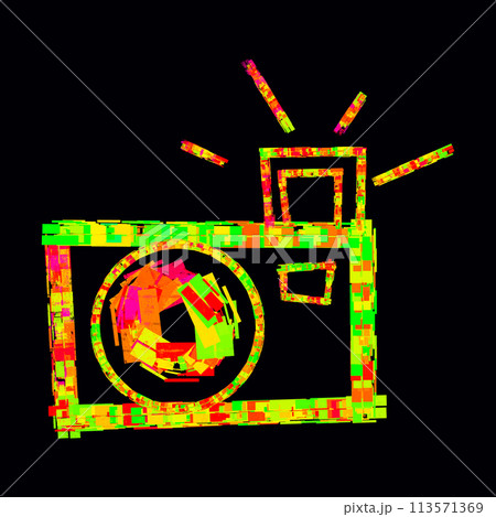 colorful camera illustration on black colorful camera illustration on black 113571369
