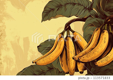 bananas tropical summer vintage background illustration 113571833