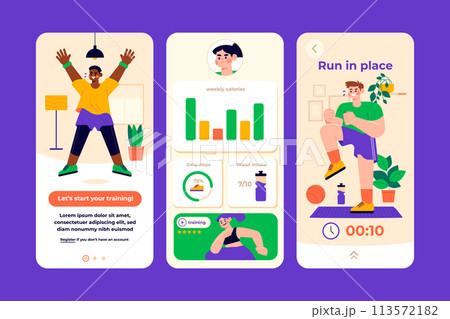 Home workout app design set 113572182
