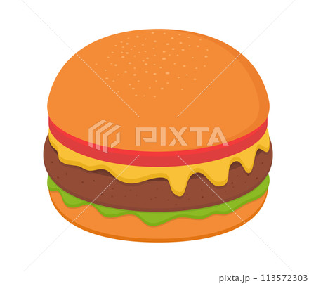 Big Burger, Fast Food concept, flat design vector illustration, for graphic and web design Big Burger, Fast Food concept, flat design vector illustration, for graphic and web design 113572303