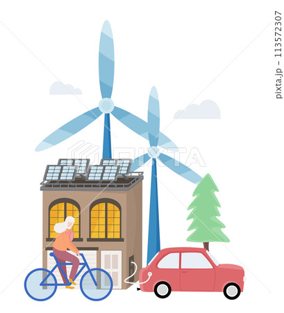 Concept of Ecology Problems and Alternative Energy, flat design vector illustration, for graphic and web design Concept of Ecology Problems and Alternative Energy, flat design vector illustration, for graphic and web design 113572307