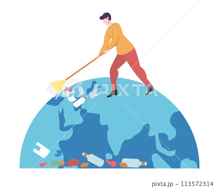 Ecology Concept of Clean Earth Environment, flat design vector illustration, for graphic and web design 113572314
