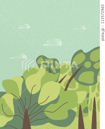 Park landscape nature background. Abstract banner template with trees. Card with nature environment decoration. Vector textured illustration Park landscape nature background. Abstract banner template with trees. Card with nature environment decoration. Vector textured illustration 113572983