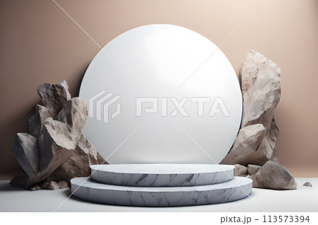 3D round podium for product display rock wallpaper 113573394