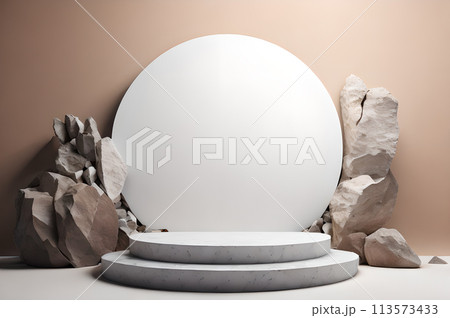 3D round podium for product display rock wallpaper 113573433