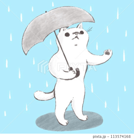 雨の日にお出かけする猫 背景イラストのイラスト素材 [113574168] - PIXTA