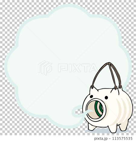 蚊遣り豚の煙でできたフレームのベクターイラスト 113575535