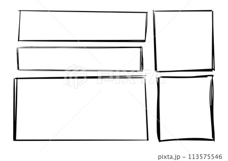 Rectangle frame cadre, edge grunge border, text box textured isolated on white background. Hand drawn decorative stroke, vintage sketch icon 113575546