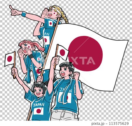 日本代表を応援する人々 日本代表を応援する人々 113575629