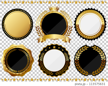 Set of 6 luxurious emblems, gold 113575631