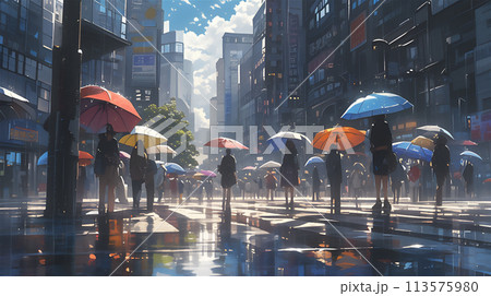 雨の街の風景 雨の街の風景 113575980