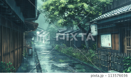 雨が降る風景のイラスト 113576036