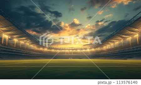 サッカースタジアムのイラスト 113576140
