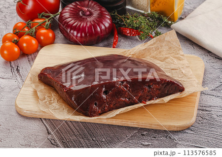 Raw beef liver for cooking Raw beef liver for cooking 113576585