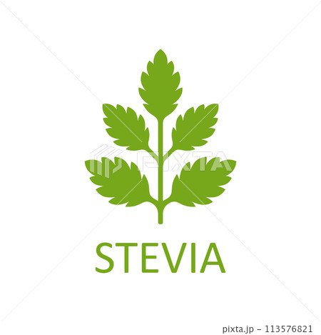 Stevia Leaves Icon. Natural Organic Logo. Vector 113576821