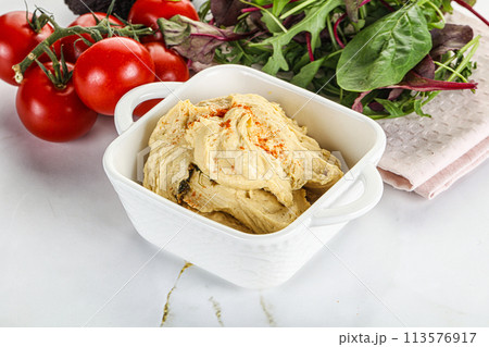Creamy hummus in the bowl 113576917