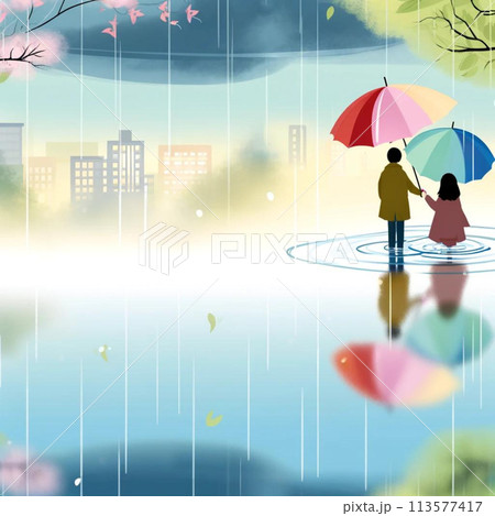 梅雨の日の傘 113577417