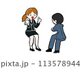 スーツの男女が会話をしているイラスト 113578944