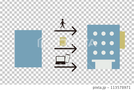 Illustration showing how to submit a blue tax return to the tax office Illustration showing how to submit a blue tax return to the tax office 113578971