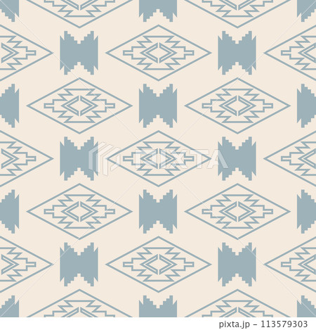 Tribal Southwestern Navajo Folk Seamless Pattern Tribal Southwestern Navajo Folk Seamless Pattern 113579303