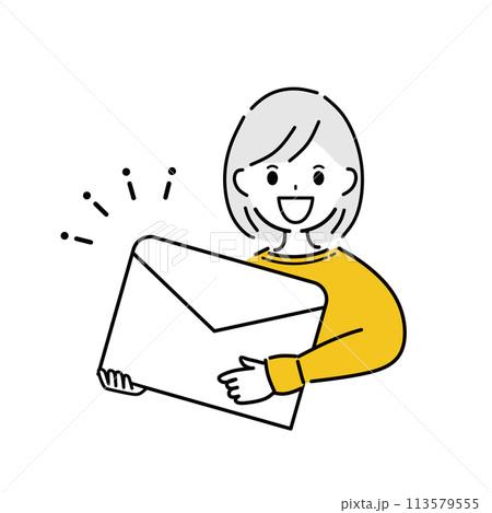 女性と手紙のイラスト 113579555