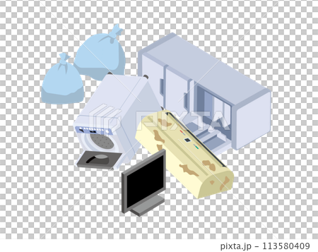 Illegal dumping garbage pile (home appliances and garbage bags) 113580409