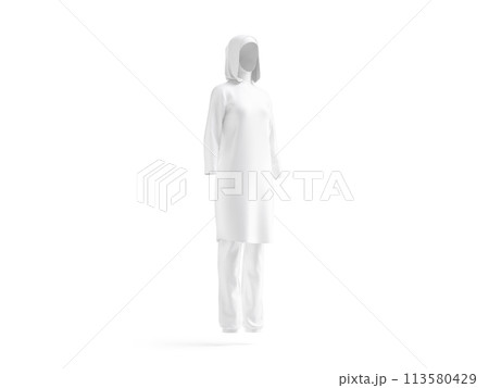 Blank white burkini mockup, side view Blank white burkini mockup, side view 113580429