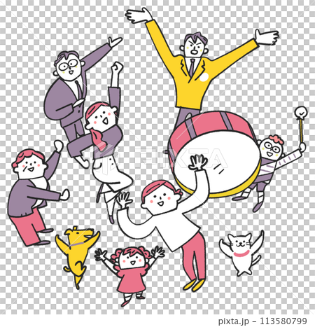 あなたを応援する人々　やや俯瞰図　イラスト素材 113580799