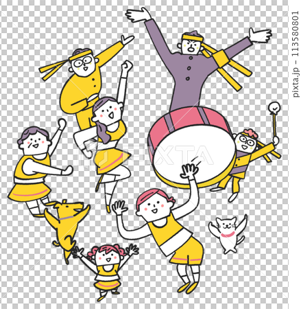 啦啦隊和啦啦隊支持你，略俯視插畫素材 113580801