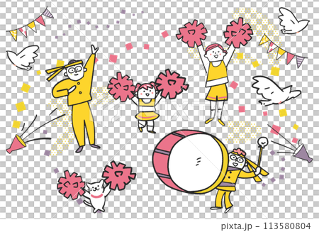 Cheerleading family and cheer squad cheering for you Illustration material 113580804