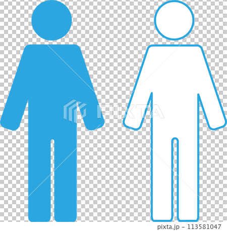 人物ピクトグラム　直立シルエット　アイコン　全身セット 113581047