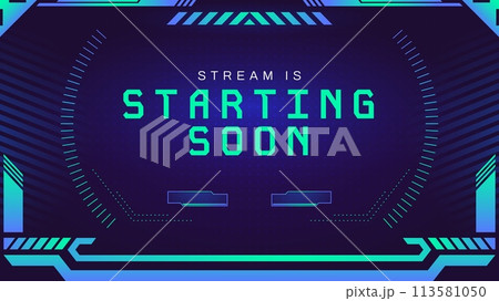 Starting stream screen ui. Game live streaming banner template, modern web page with online status. Vector gaming interface illustration 113581050