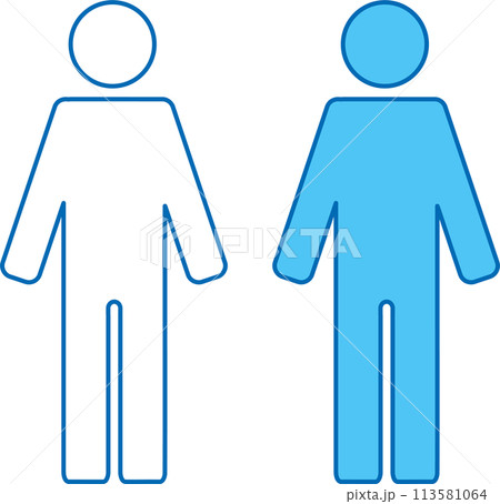 人物ピクトグラム　直立シルエット　アイコン　全身セット 113581064