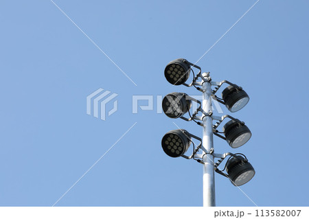 Street light with clear blue sky background Street light with clear blue sky background 113582007