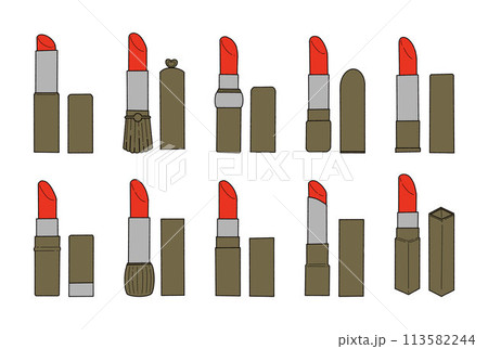 赤リップのイラストセット 赤リップのイラストセット 113582244