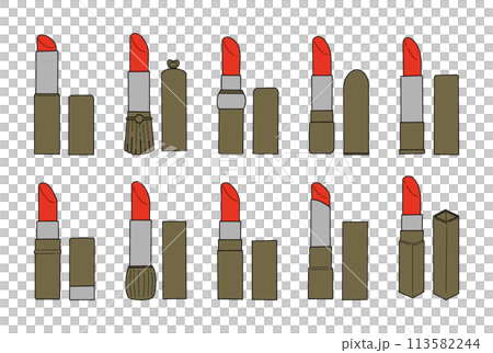 赤リップのイラストセット 赤リップのイラストセット 113582244