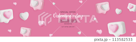 Smartphone with heart. 3D valentine illustration with hearts. Vector illustration Smartphone with heart. 3D valentine illustration with hearts. Vector illustration 113582533