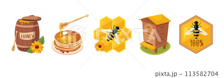 Honey Food and Product Item and Element Vector Set Honey Food and Product Item and Element Vector Set 113582704