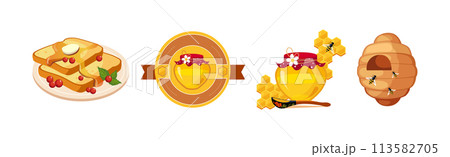 Honey Food and Product Item and Element Vector Set 113582705
