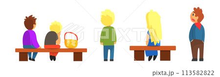 Funny Kid Sitting and Watching Theater Performance Vector Set Funny Kid Sitting and Watching Theater Performance Vector Set 113582822