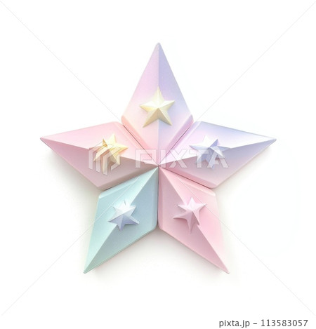 A soft pastel-colored star sculpture stands as a symbol of hope and aspiration 113583057