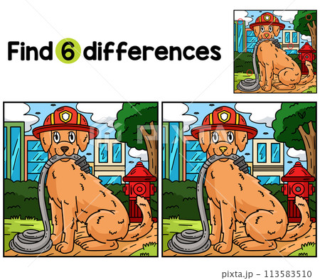 Firefighter Dog Find The Differences 113583510